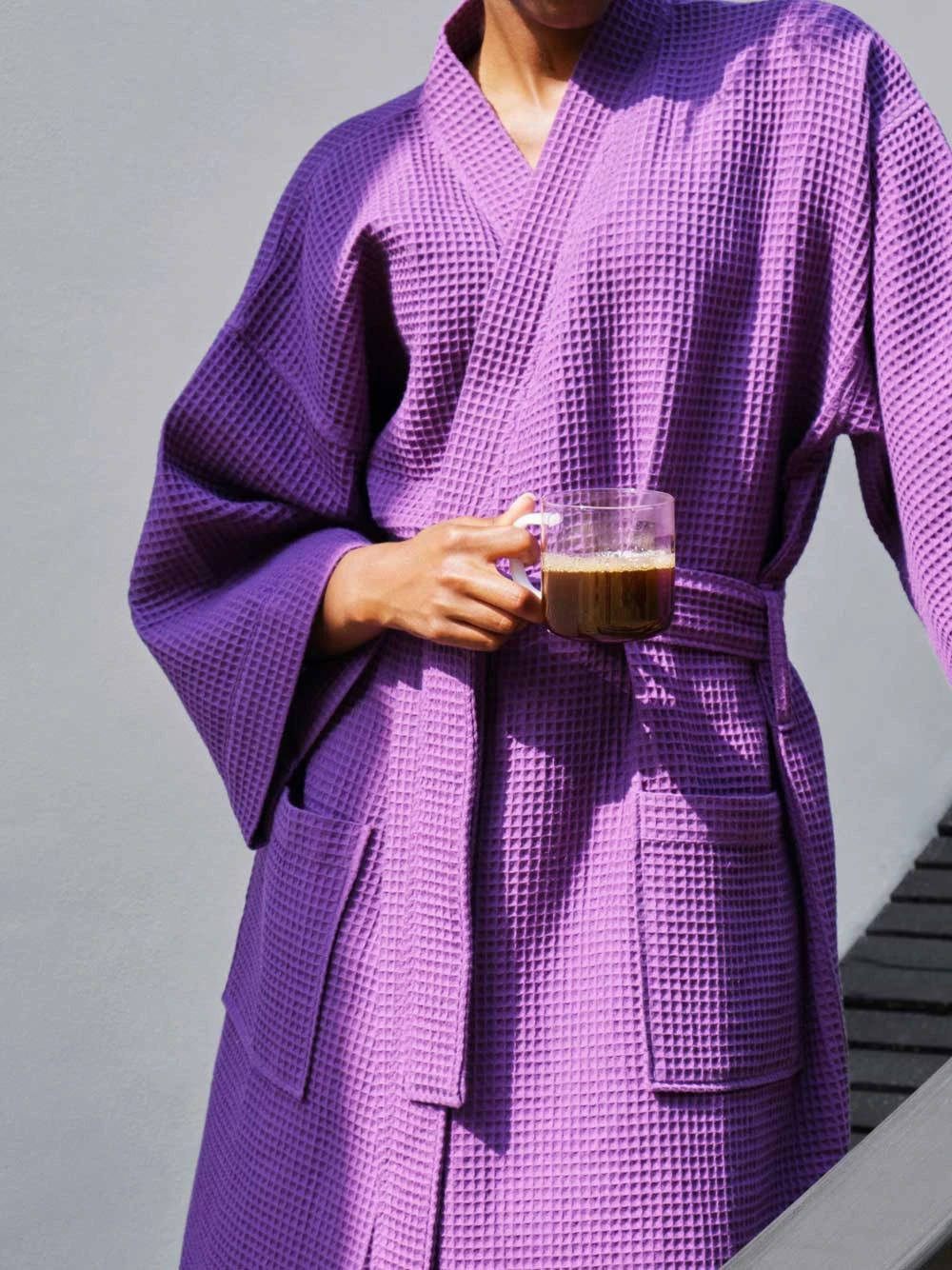 HAY Waffle Bathrobe In Vibrant Purple - Image 2