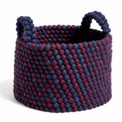 HAY Bead Basket With Handle – Burgundy Chevron