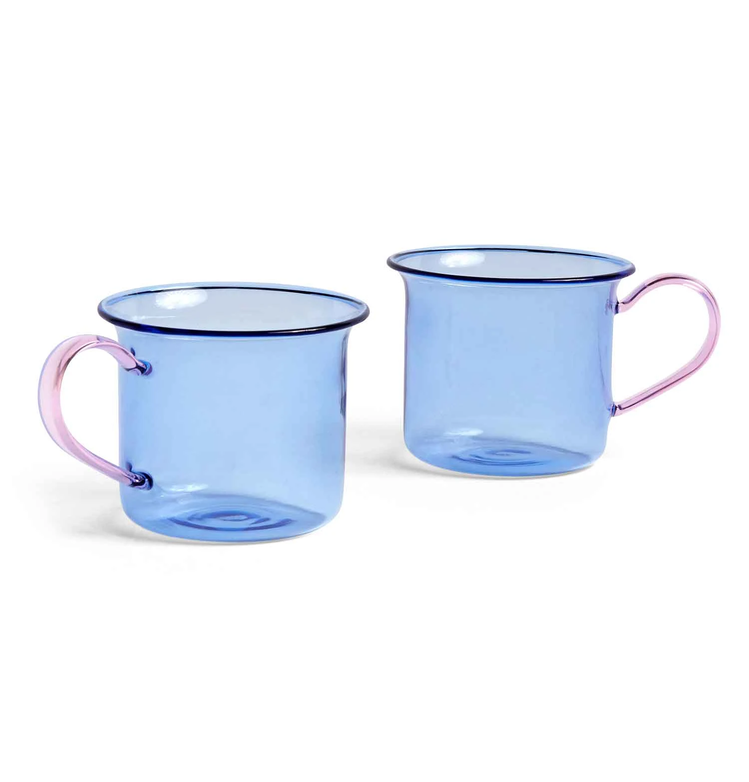 HAY Borosilicate Cup β Set Of 2 β Blue With Pink Handle