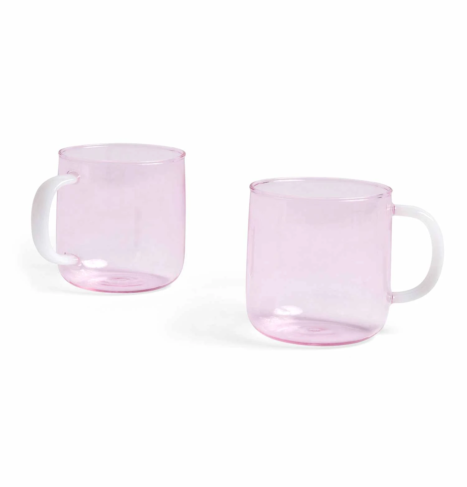 HAY Borosilicate Mug – Set Of 2 – Pink With White Handle