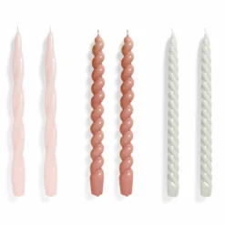 HAY Candle – Set Of 6 – Long Mix – Light Rose, Mauve, Light Grey