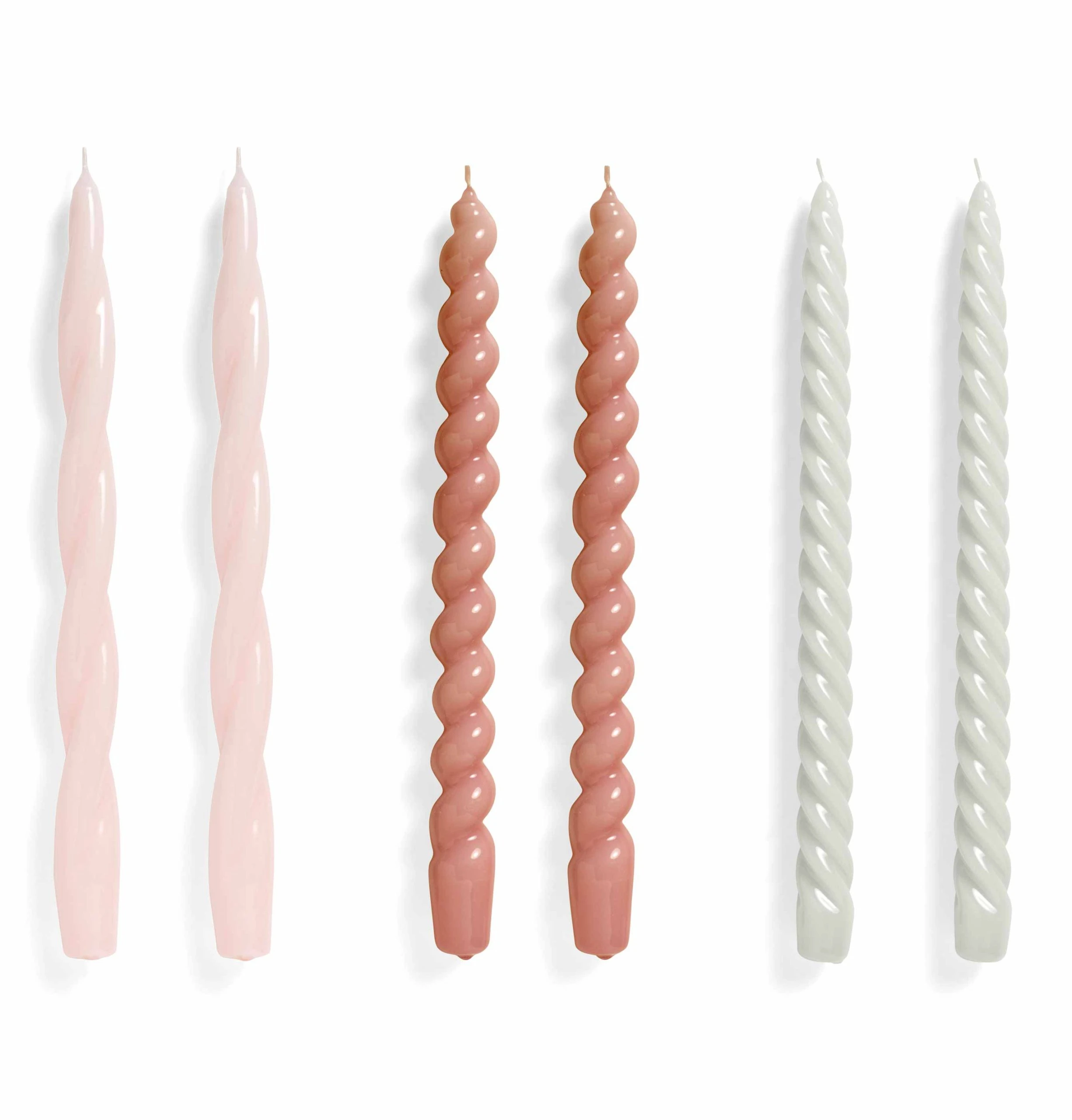 HAY Candle β Set Of 6 β Long Mix β Light Rose, Mauve, Light Grey