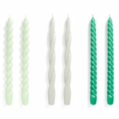 HAY Candle – Set Of 6 – Long Mix – Mint, Light Grey, Green