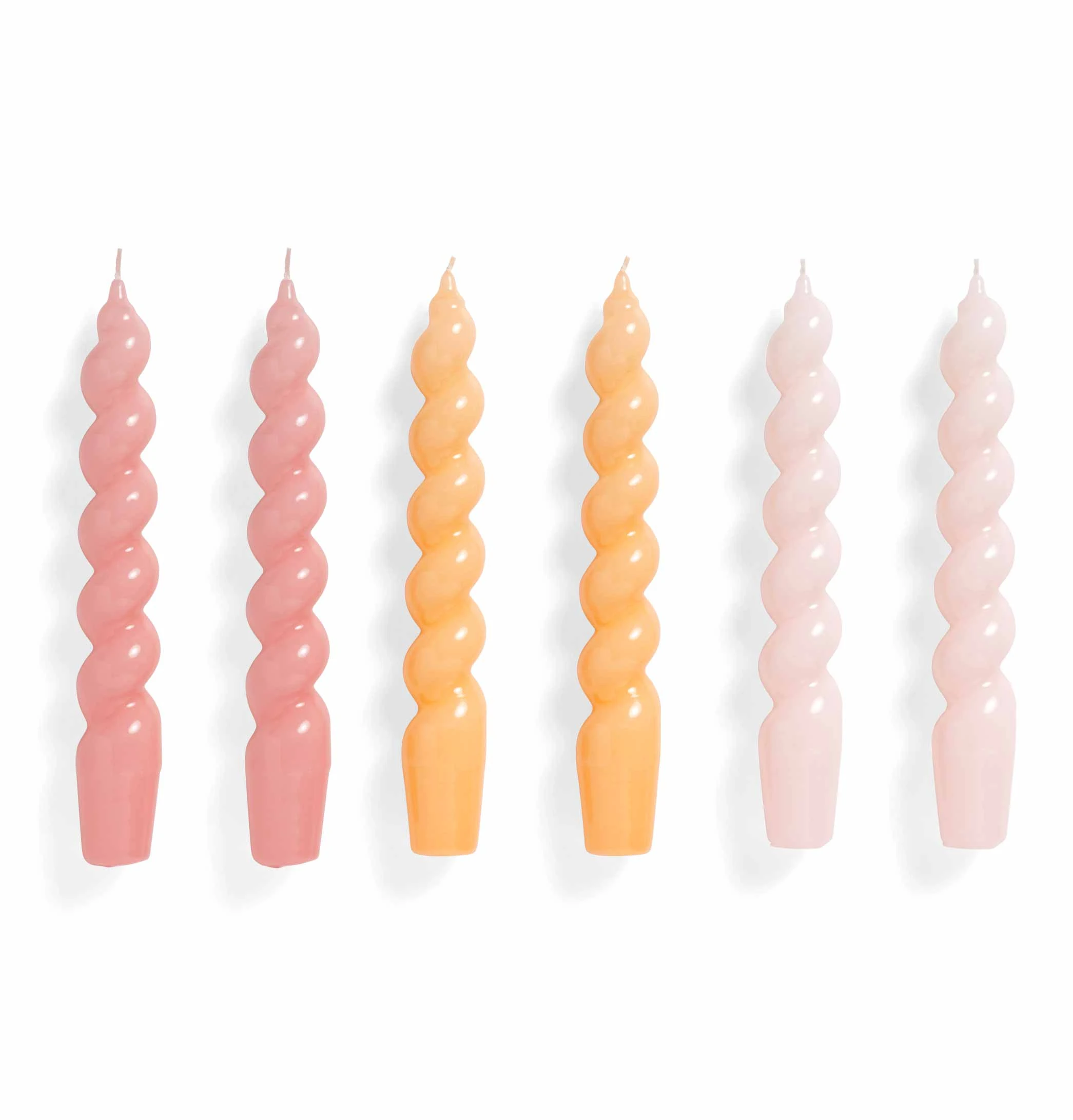 HAY Candle β Set Of 6 β Spiral β Dark Rose, Dark Peach, Light Rose