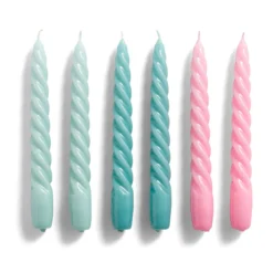 HAY Candle – Set Of 6 – Twist – Arctic Blue, Teal, Pink