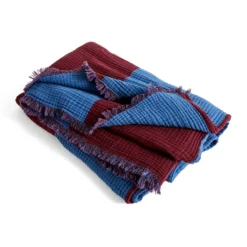 HAY Crinkle Stripe Plaid Blanket – Burgundy