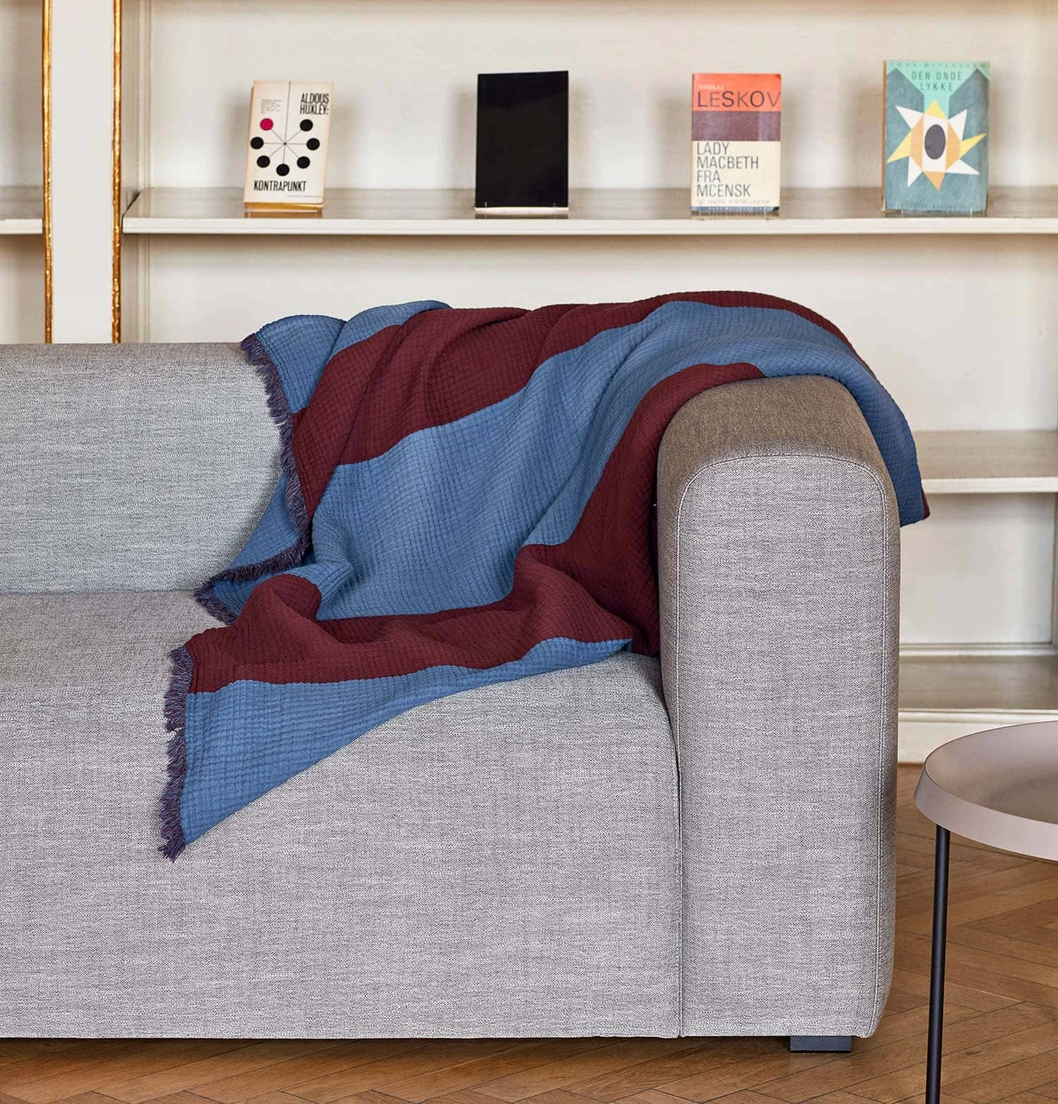 HAY Crinkle Stripe Plaid Blanket β Burgundy - Image 2