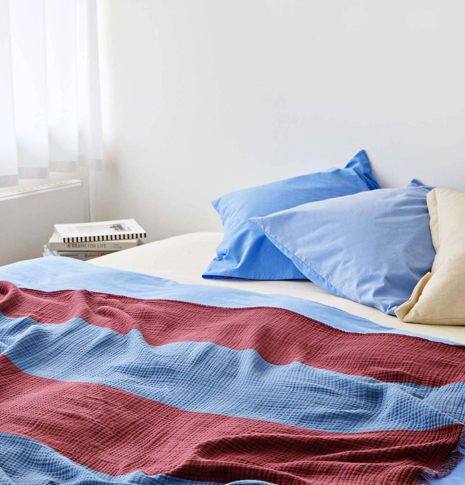 HAY Crinkle Stripe Plaid Blanket β Burgundy - Image 3