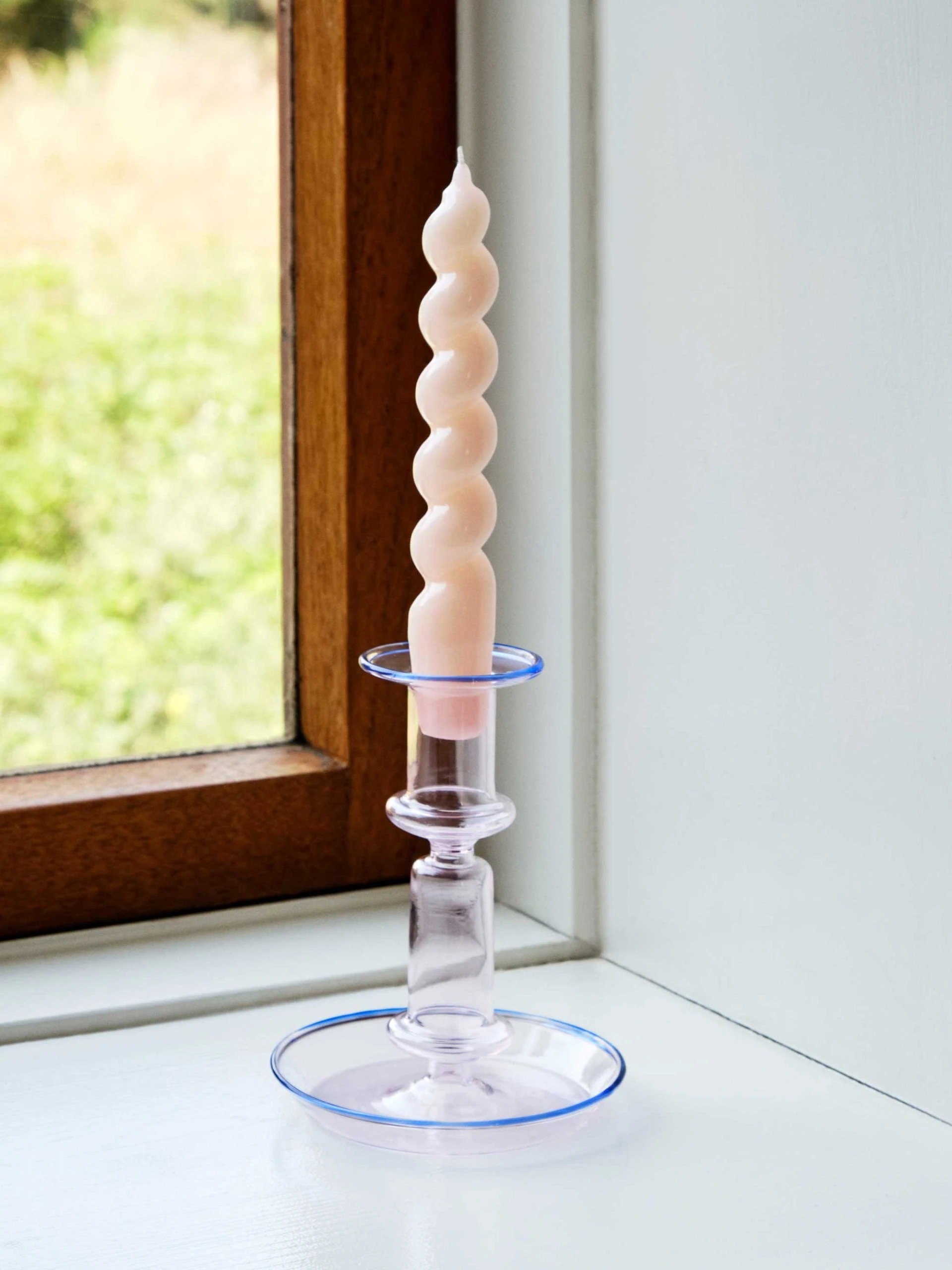 HAY Flare Candle Holder In Pink With Blue Rim - Image 2