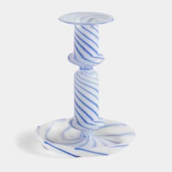 HAY Flare Stripe Candle Holder In Milk