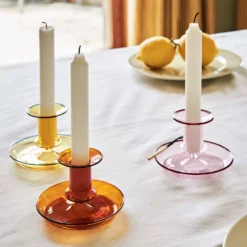 HAY Flare Candle Holder In Amber -HAY shop hay flare yellow 2 b7f9b80c dfd4 4b7b aada b66288cd1fba