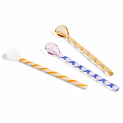 HAY Glass Spoons – Set Of 3 – Amber, Light Pink & White