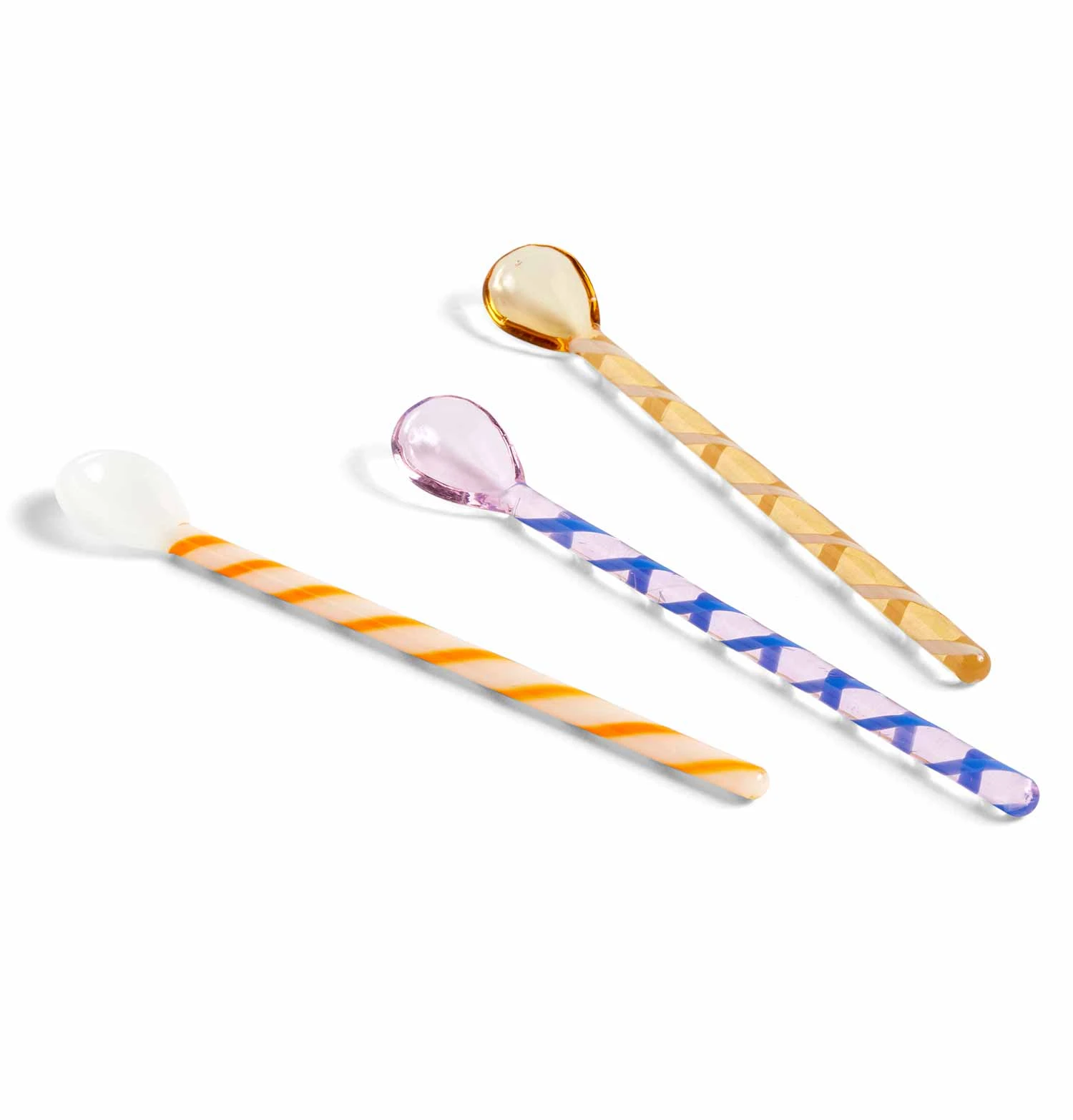 HAY Glass Spoons β Set Of 3 β Amber, Light Pink & White