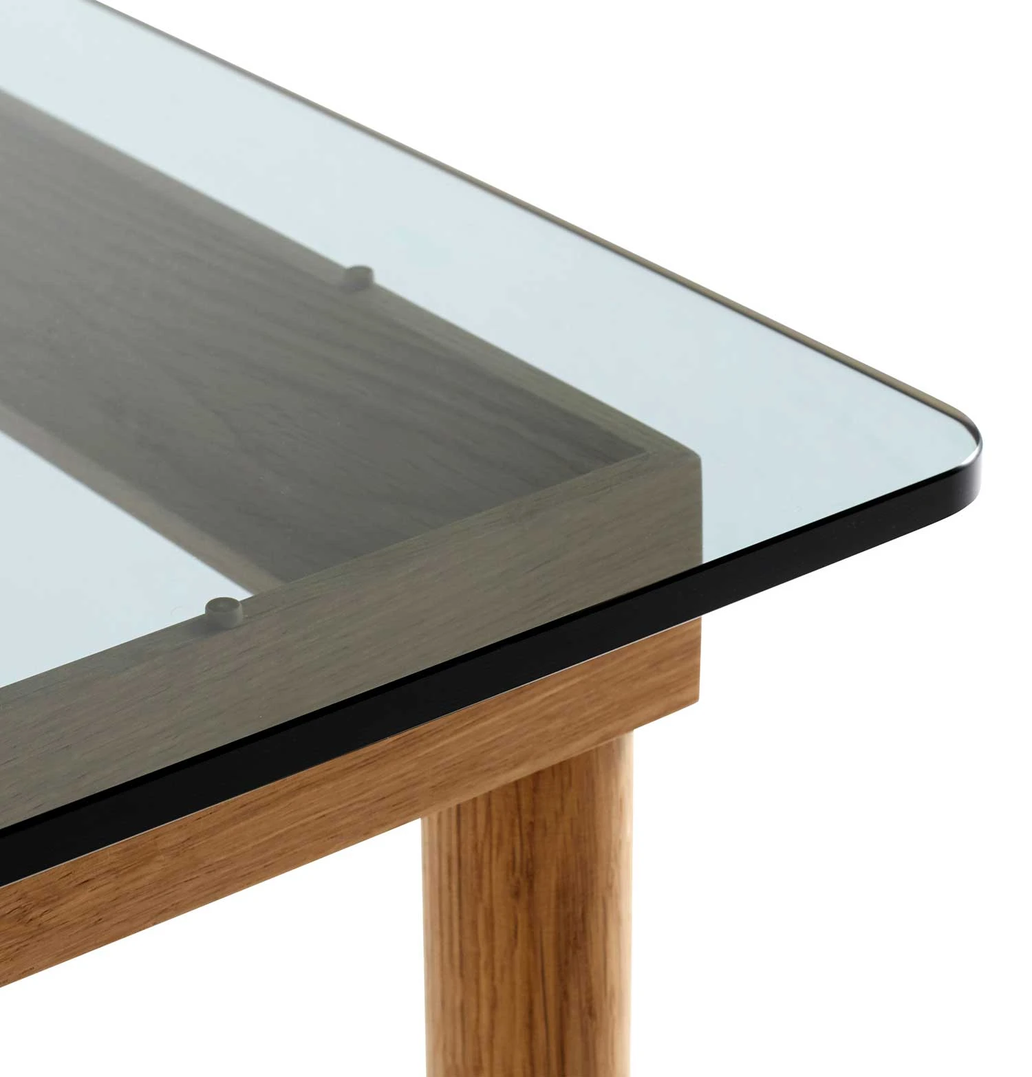 HAY Kofi Coffee Table – Solid Oak – Grey Tinted Glass – Small - Image 2