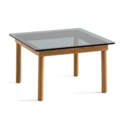 HAY Kofi Coffee Table – Solid Oak – Grey Tinted Glass – Small