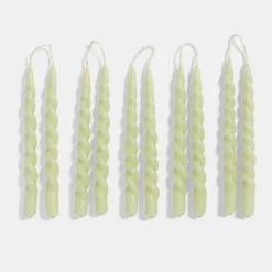 HAY Mini Swirl Candle In Light Green – Set Of 10