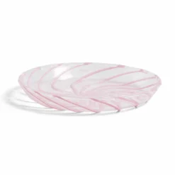 HAY Spin Saucer Set – Clear With Pink Stripes
