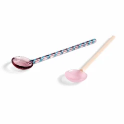 HAY Glass Spoons – Set Of 2 – Aubergine & Light Pink