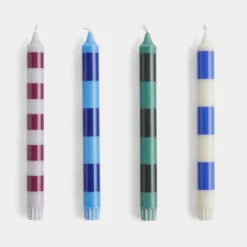 HAY Stripe Candle – Blues – Set Of 4
