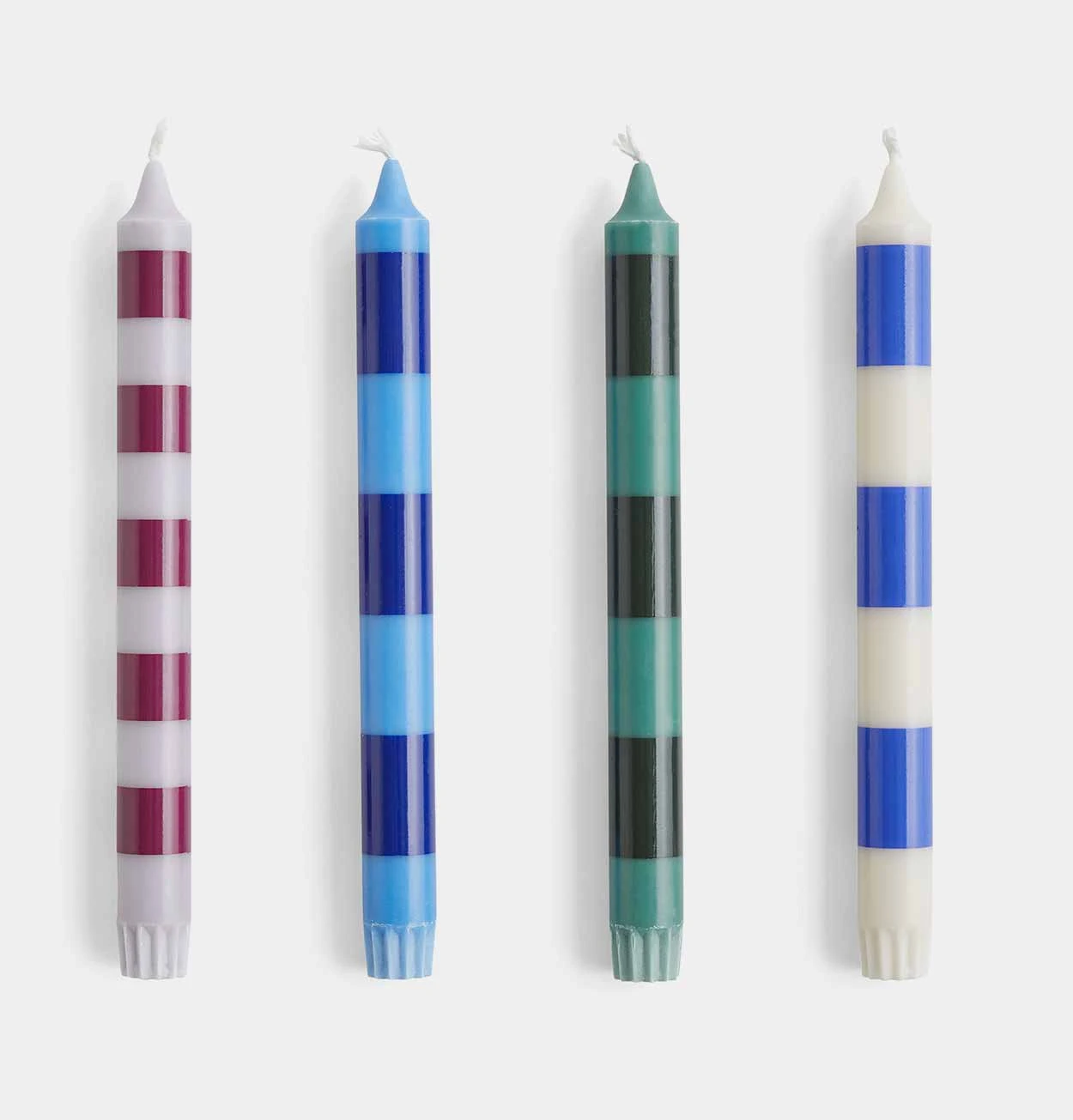 HAY Stripe Candle – Blues – Set Of 4