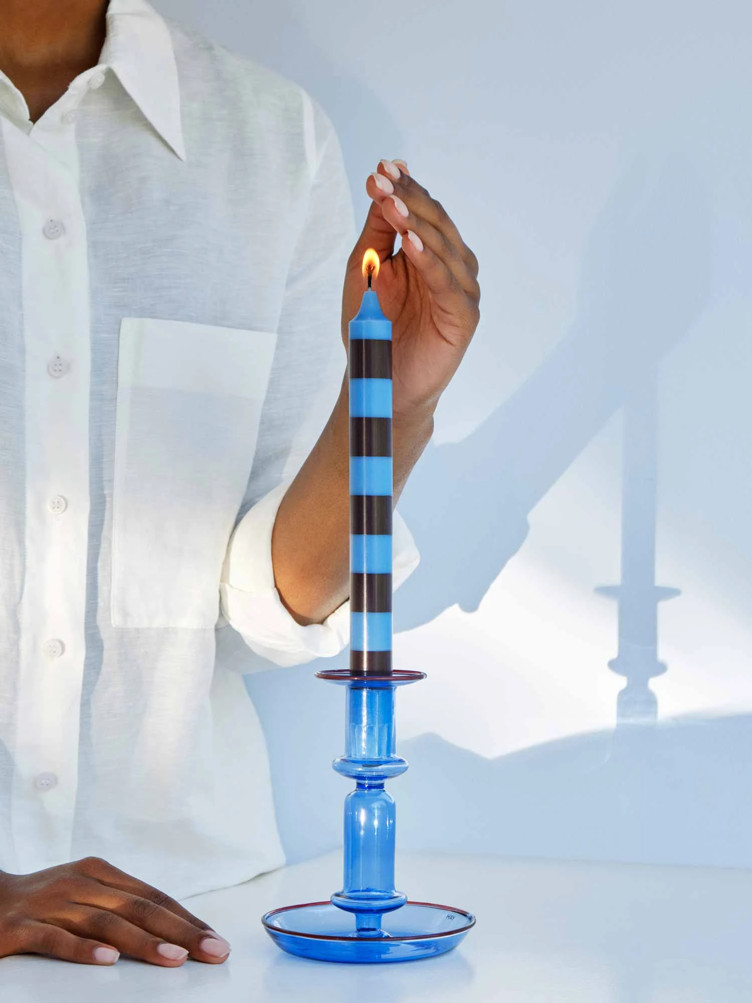 HAY Stripe Candle – Blues – Set Of 4 - Image 2