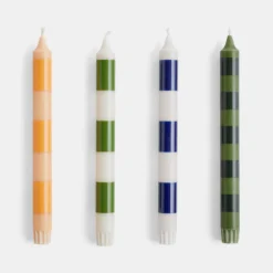 HAY Stripe Candle – Greens – Set Of 4