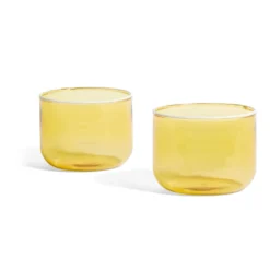 HAY Tint Glass – Yellow With White Rim – 200ml – Set Of 2