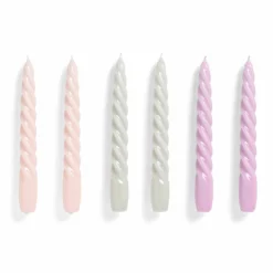 HAY Candle – Set Of 6 – Twist – Light Rose, Light Grey, Lilac