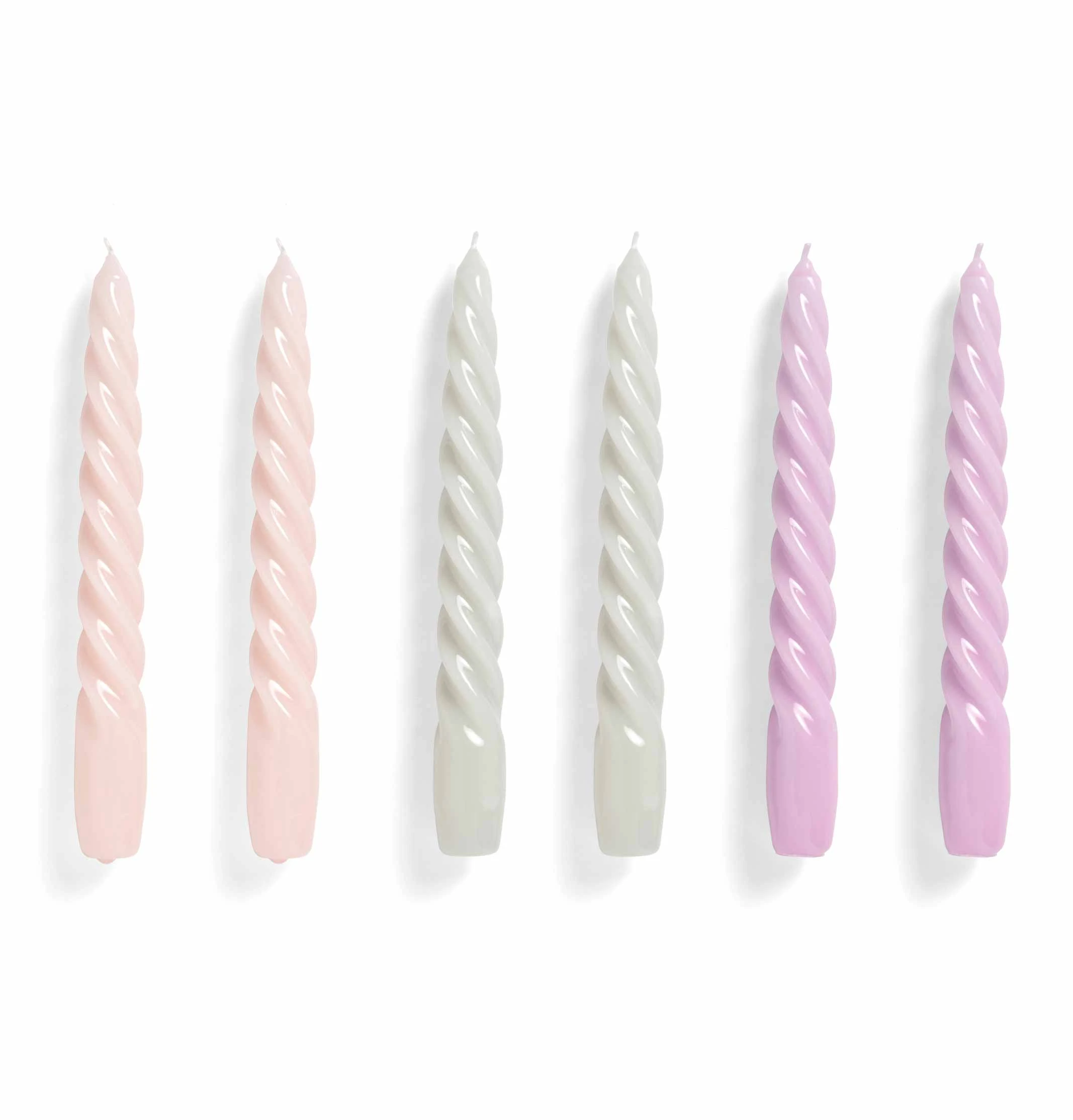 HAY Candle β Set Of 6 β Twist β Light Rose, Light Grey, Lilac